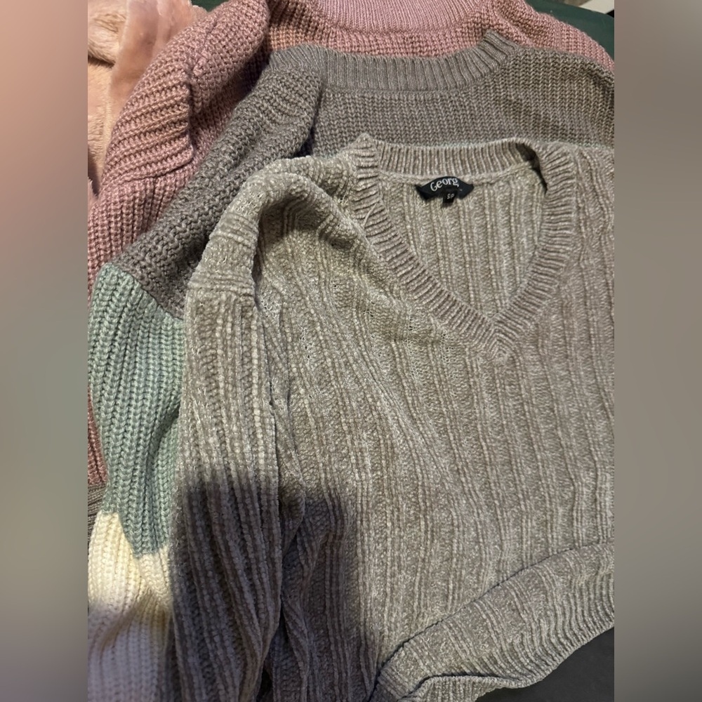 3x sweater lot pink, green, and gray
